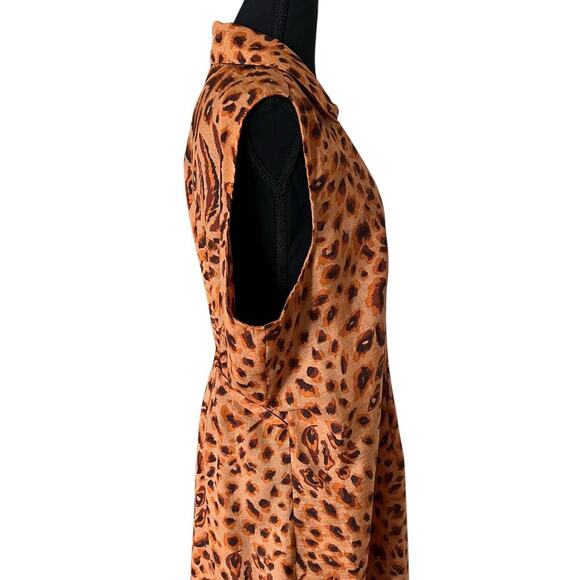 Street Fashion Women Leopard Print Wrap Dress 2X Sleeveless Belted Animal Print - Picture 4 of 8